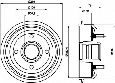 HELLA PAGID 8dt355301331 -  Тормозной барабан
